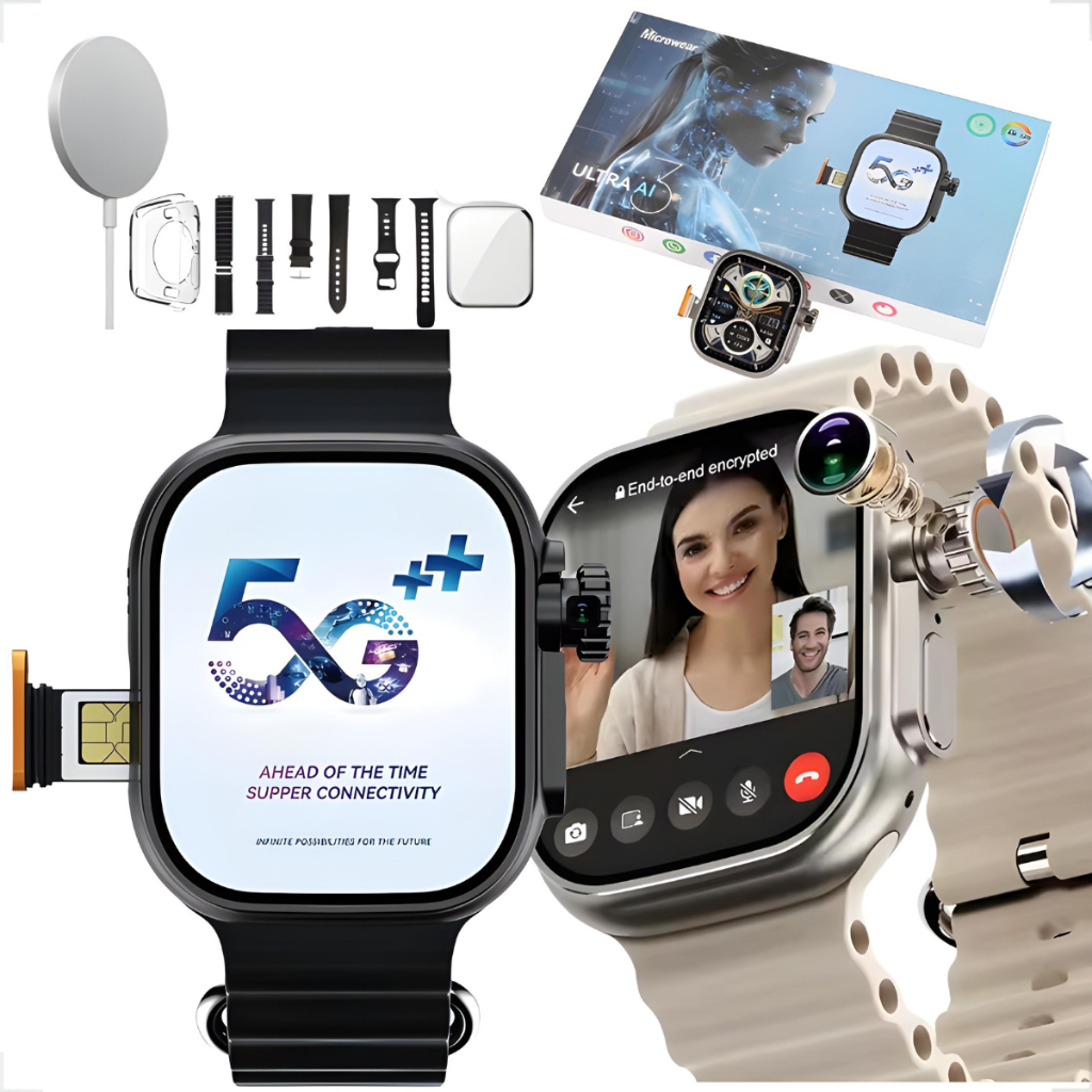 Relógio Smartwatch 5G Câmera Dupla Chip Integrado GPS AMOLED Wi-Fi Videochamada Relógio Inteligente Completo IA Esporte