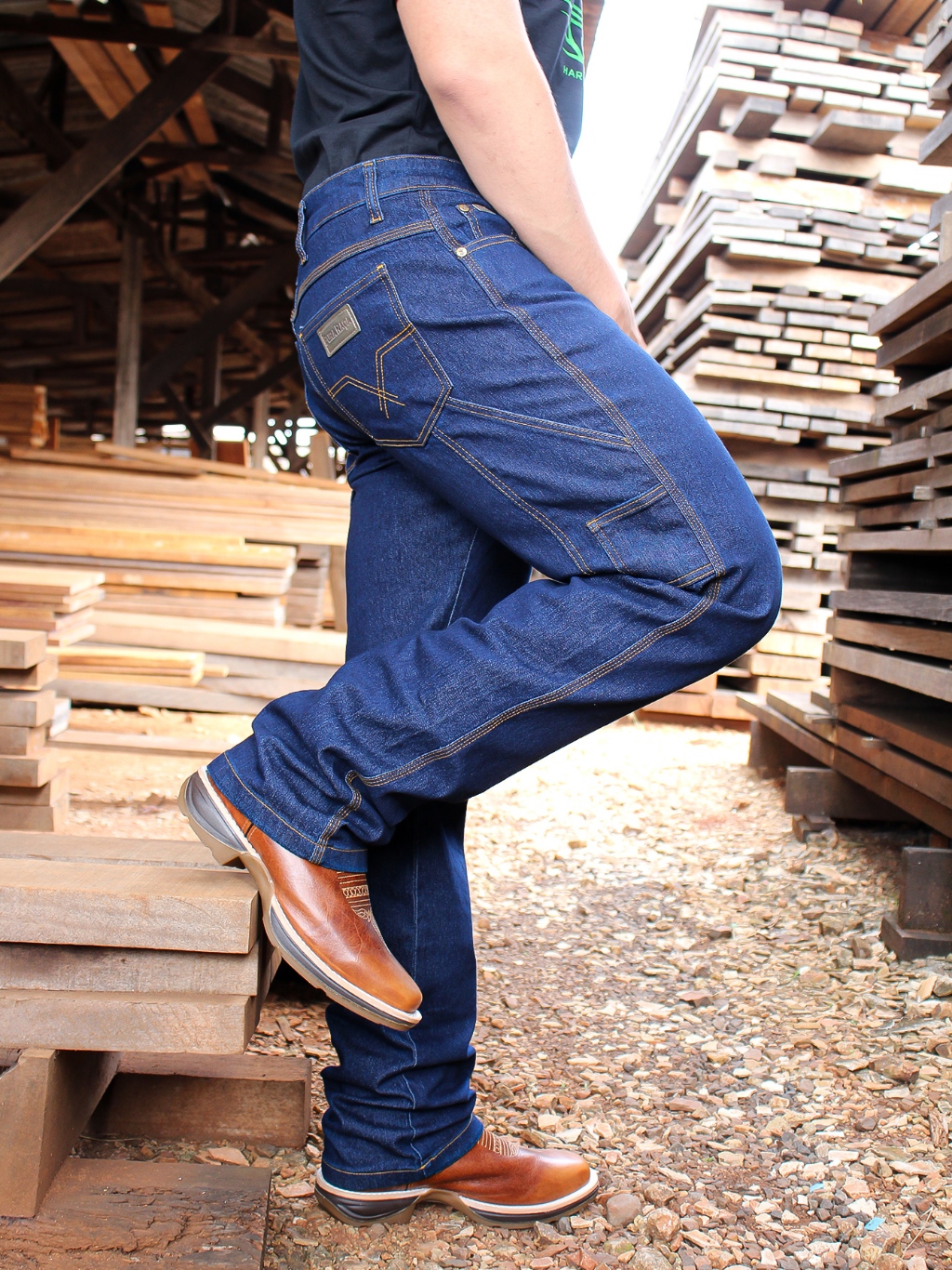 Calca Country Jeans Masculina Cavalgada Vaquejada Elastano Cowboy Peão  Rodeio Pura Raça