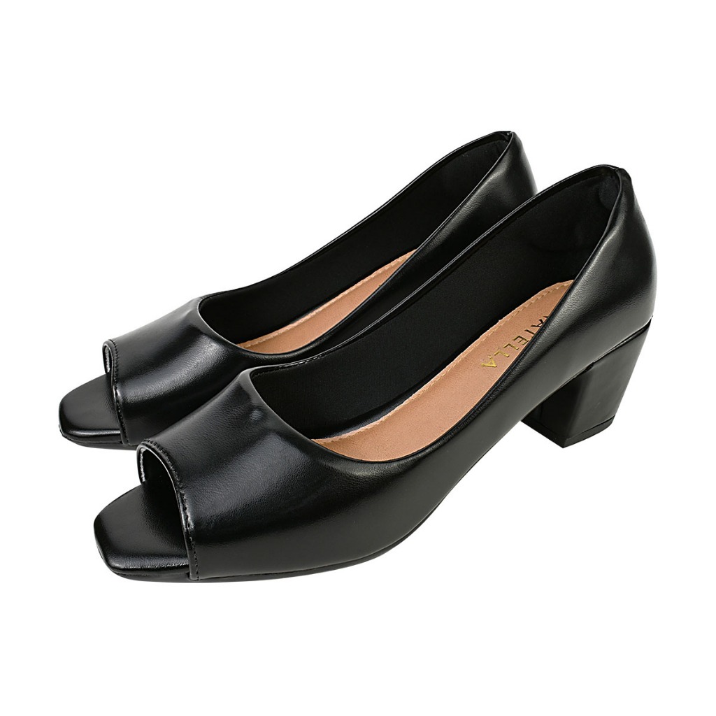 Sapato Scarpin Peep toe Aberto Feminino Salto Alto Liso Trabalho