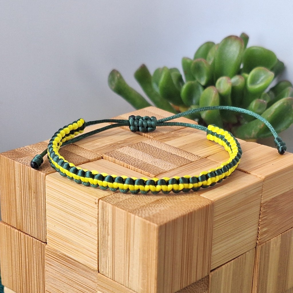 Pulseira Macrame Duo de Fio de Seda Verde e Amarelo Regulável - Brasil - Copa do Mundo em Oferta na Shopee