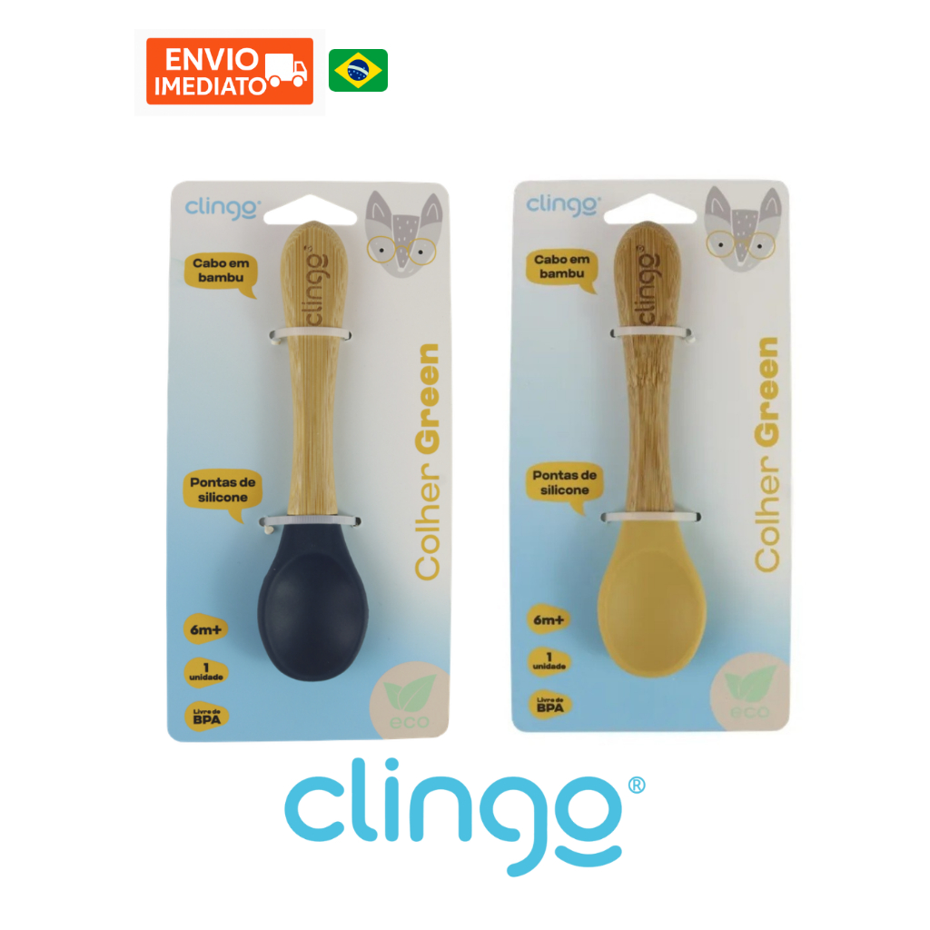 Colher Infantil Bebe Treinamento Silicicone Bambu Clingo Cores | Shopee ...