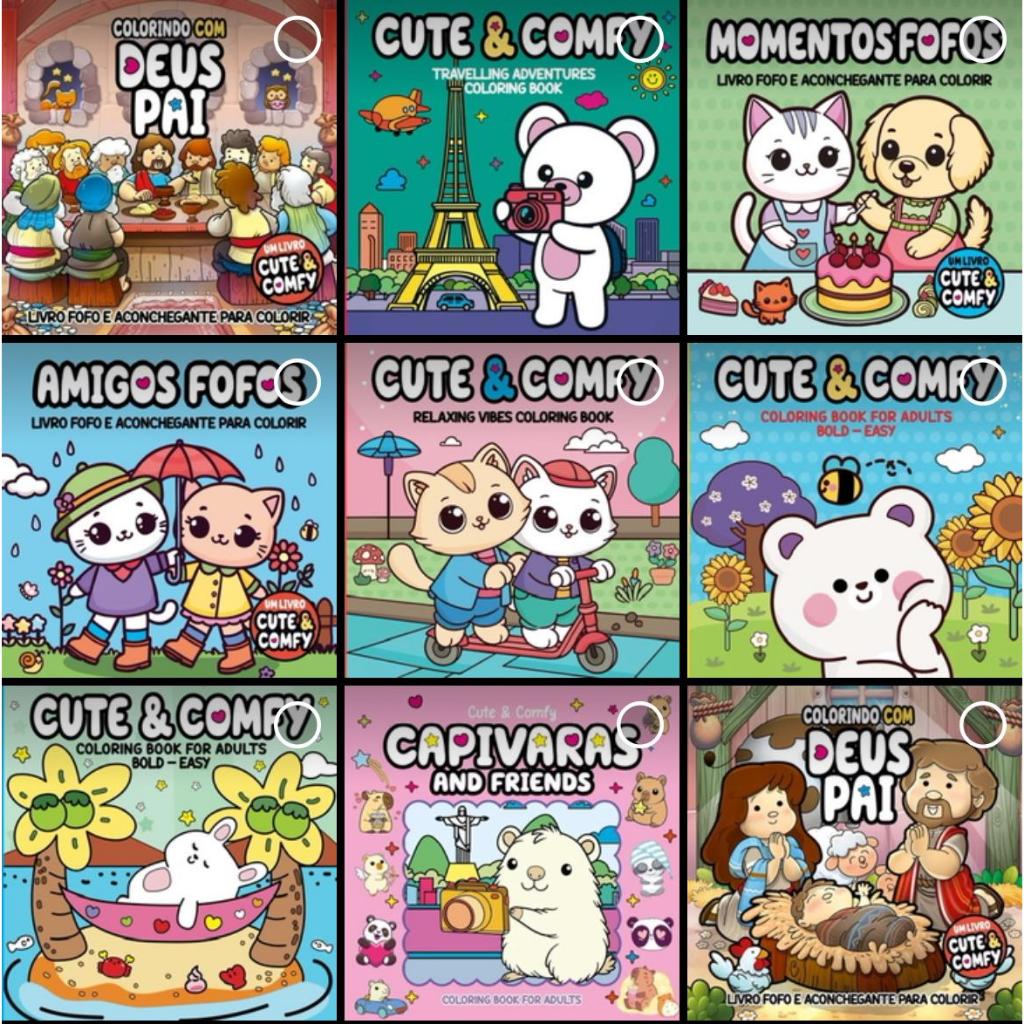 Coleção Bob Cute Comfy Capivaras and Friend / Livro de Colorir para ...