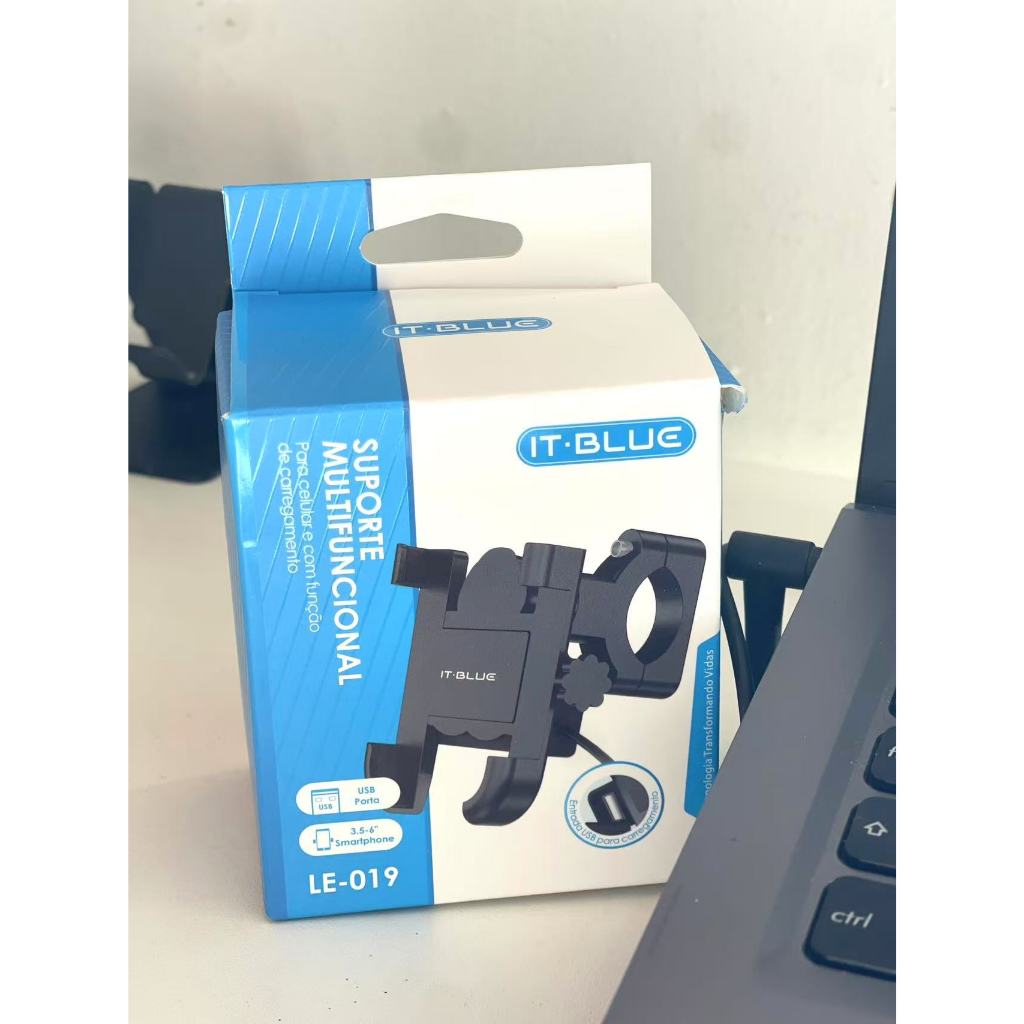 Suporte de metal Ferro Para Celular Moto Guidão Bike com Carregador entrada USB LE-019