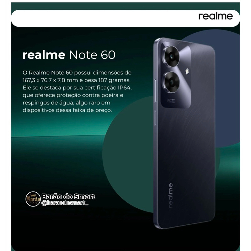 realme Note 60 本体 オリジナルパッケージ付き Realme Note 60 Dual Sim 256 Gb 4 Gb Ram Preto | Parcelamento sem juros