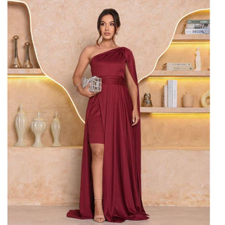 Vestido Feminino Longo com Capa Festa Casamento Formatura Madrinhas em Oferta na Shopee