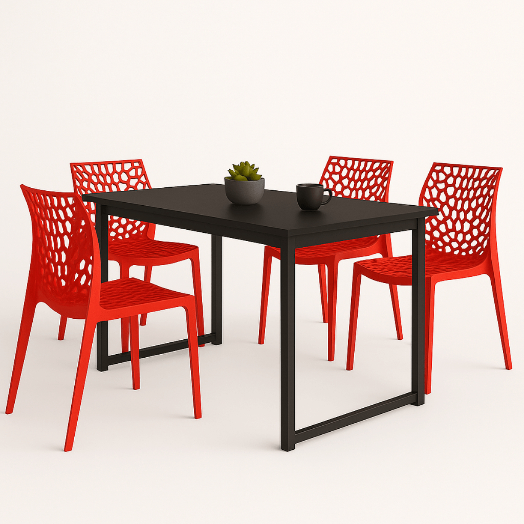 Mesa com 4 Cadeiras Gruvyer Estilo Industrial e Conforto para Sua Casa Moderna