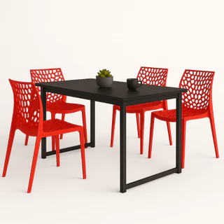 Mesa com 4 Cadeiras Gruvyer Estilo Industrial e Conforto para Sua Casa Moderna