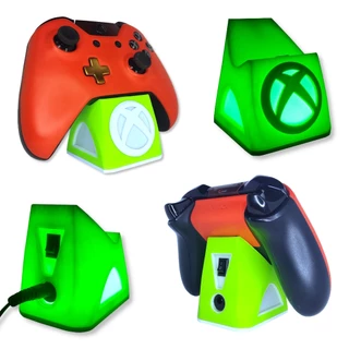 Suporte Para Controle Xbox One X Led Alto Brilho Manete e Joystick Verde