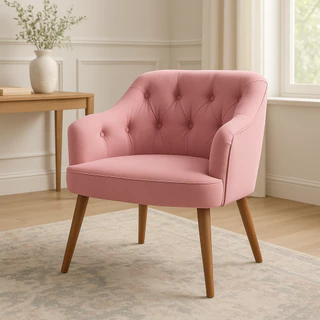 Poltrona Rubi Decorativa Veludo Detalhe Capitonê e Pés em Madeira Sala Estar Quarto Recepção - AV