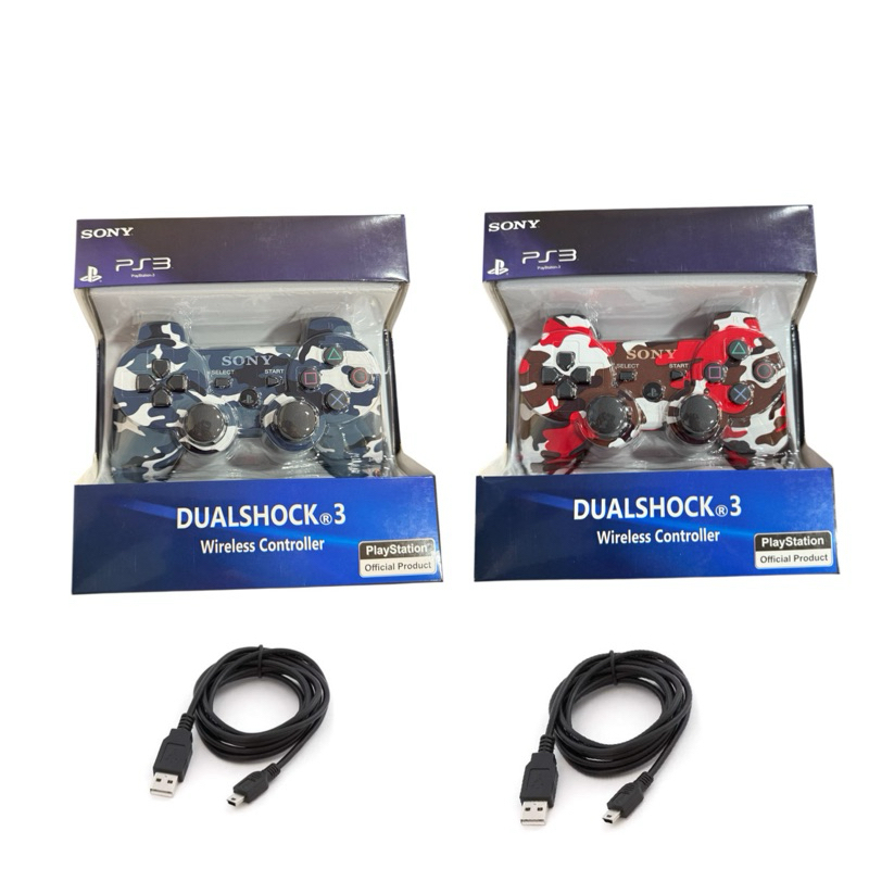 kit 2 controle sem fio para ps3/Pc / Tv /Celular joystick camuflado edição limitada +Cabo carregador