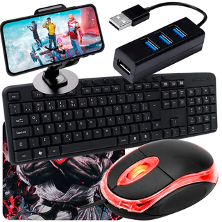 Kit Gamer Mobilador Para Celular  Teclado + Mouse + Hub + Suporte em Oferta na Shopee