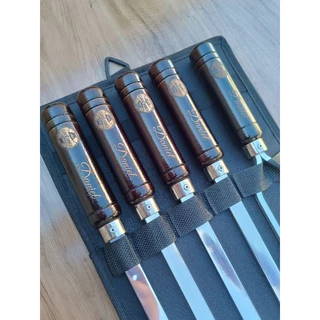 KIT 5 ESPETOS PERSONALIZADO COM O SEU NOME E LOGOTIPO.