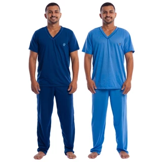 Kit 2 Pijama Masculino Meia Estação Adulto Manga Curta Calça Longo Promoção em Oferta na Shopee