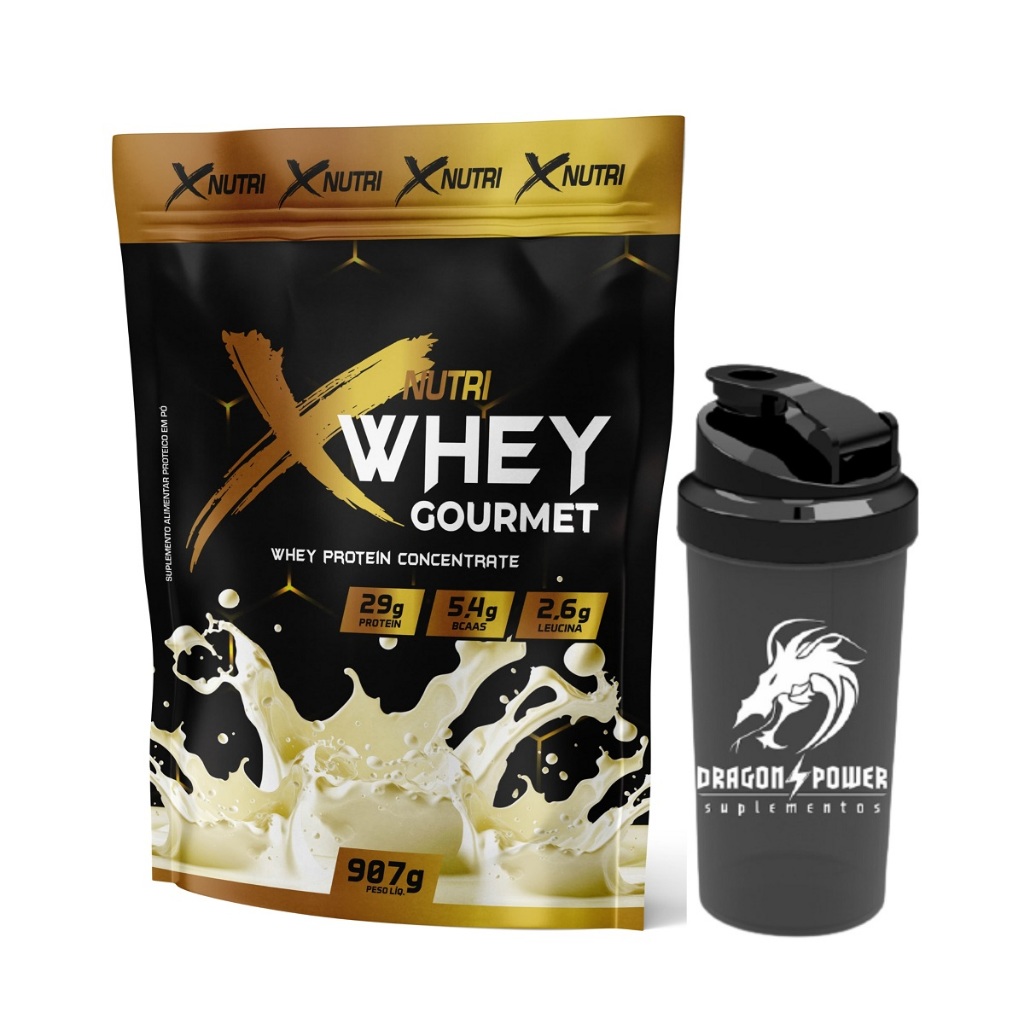 Whey Protein Concentrado Gourmet 29g Proteína - 907g + Coqueteleira ...