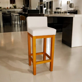 Banqueta Alta Mari Decorativa Com Encosto Para Cozinha Balcão e Bistro Base de Madeira em Oferta na Shopee