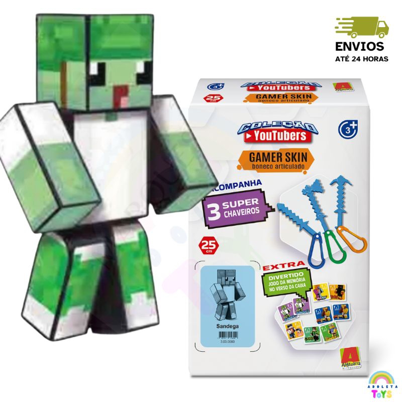 Boneco Sandega 25 cm + 3 Chaveiros Ferramenta Gamer Skin Original ...