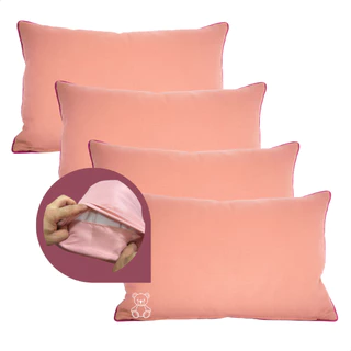 Kit 4 Fronhas de Berço 30x45cm Antialérgicas e Super Macias Bebê Baby Infantil Cor Rosa