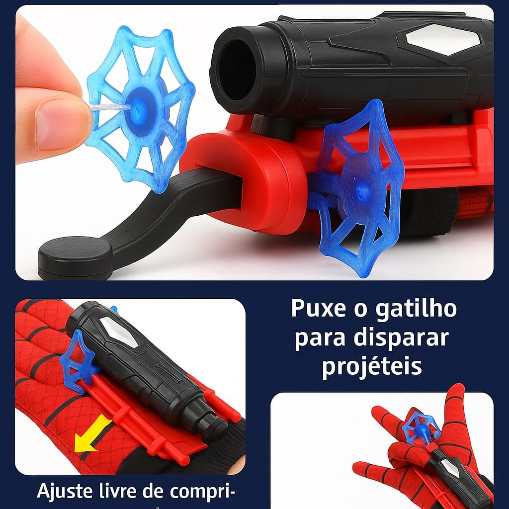 Kit 2 Luva Lançador de Teia Homem Aranha Brinquedo Infantil Dardos com ...