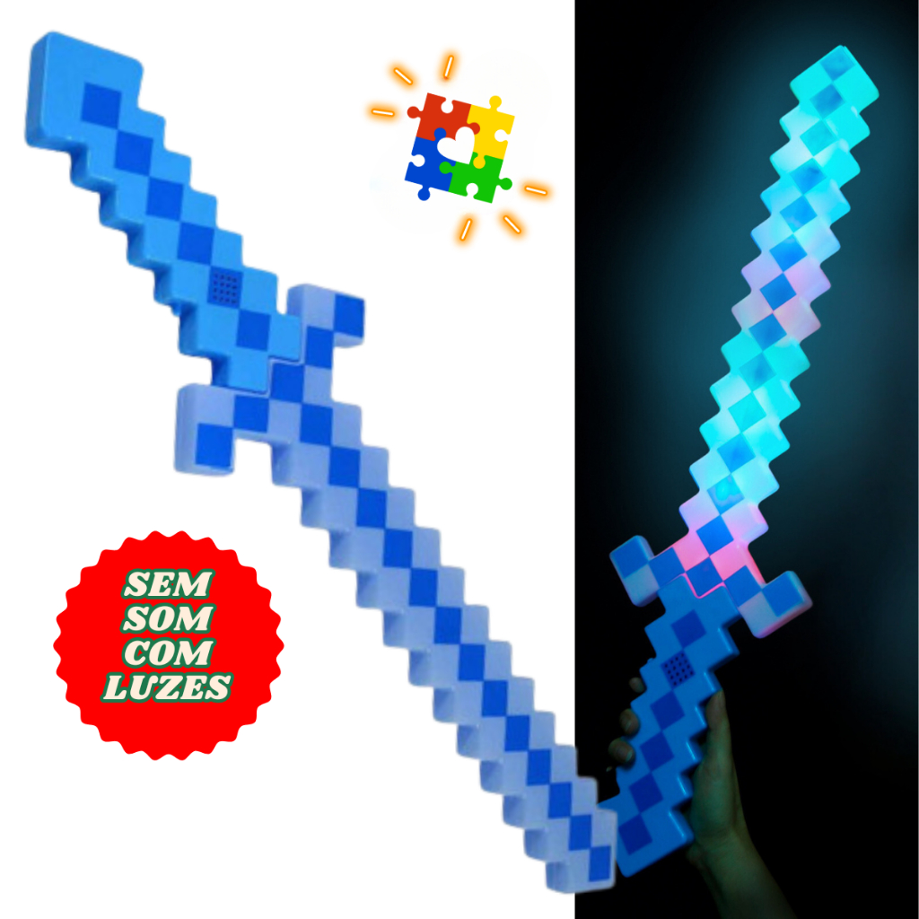 Brinquedo Espada Minecraft Com Luz Sem Som Para Crianças com TEA/TDHA e ...