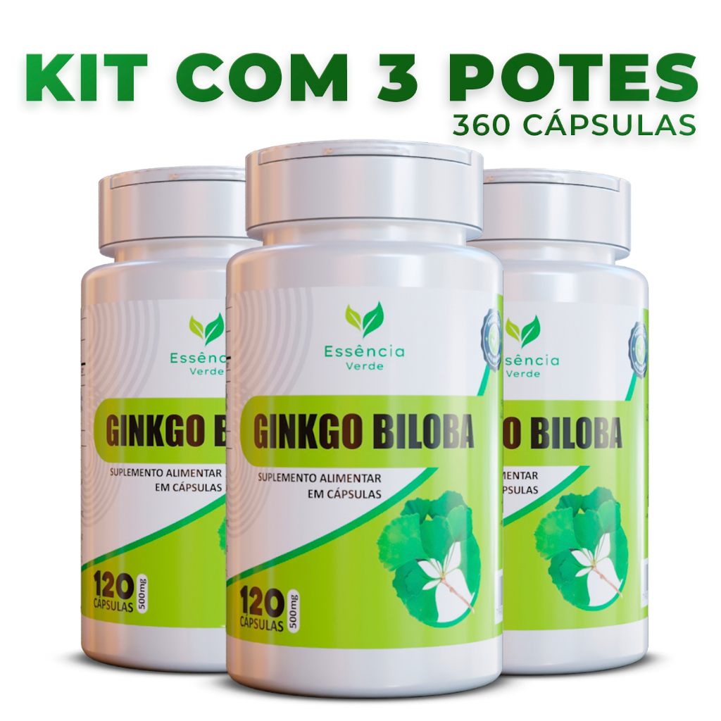 KIT 3 Ginkgo Biloba Concentração Melhor Memória Circulação 500mg 120 ...