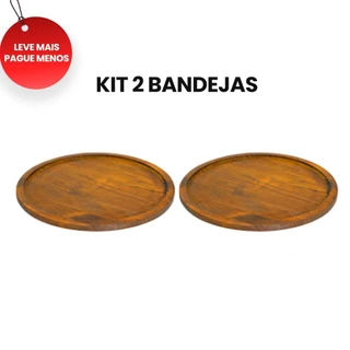 0FERTA DA SEMANA 2.2 KIT 2 Bandejas Redonda de Madeira Rustica para Forma de Pizza de 25cm