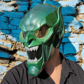 Capacete máscara duende verde green goblin impressão 3d cosplay coleção marvel homem aranha