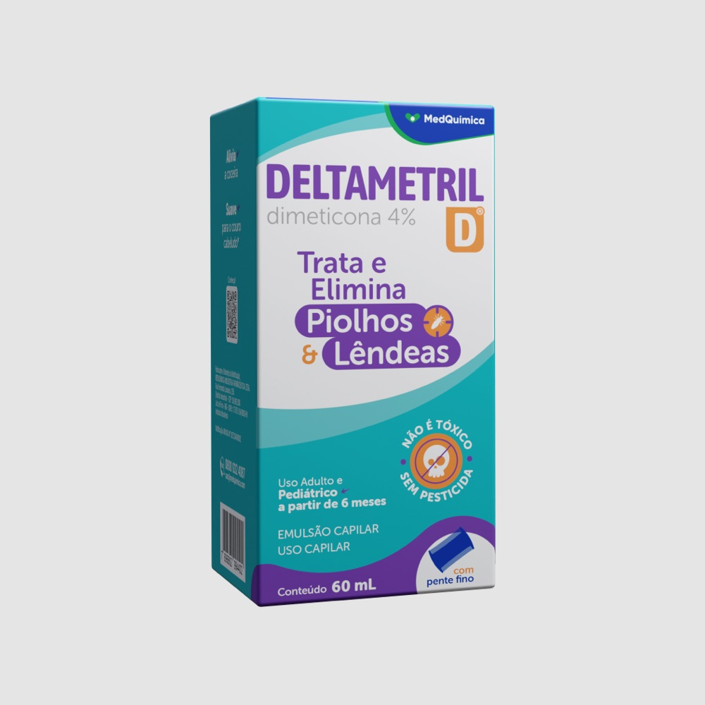 DELTAMETRIL D EMULSÃO CAPILAR DIMETICONA 4% 60ML MEDQUIMICA | Shopee Brasil