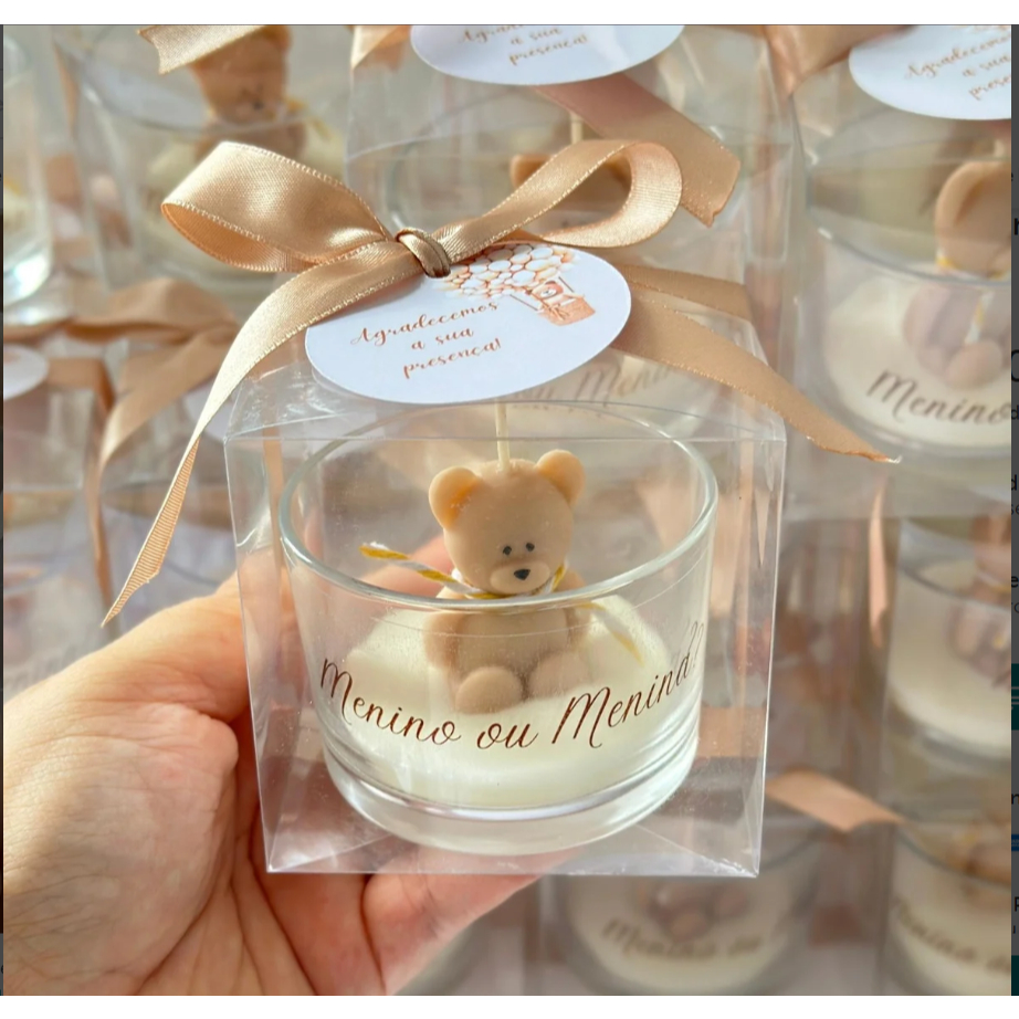 Vela Aromática Personalizada Lembrancinha Com Ursinho - 15un | Shopee ...