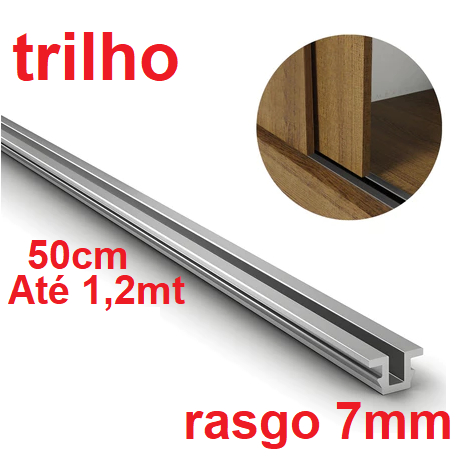 Trilho Superior Inferior aluminio Para Porta de Correr Guarda Roupa embutido rasgo 7mm 50 ate 120cm