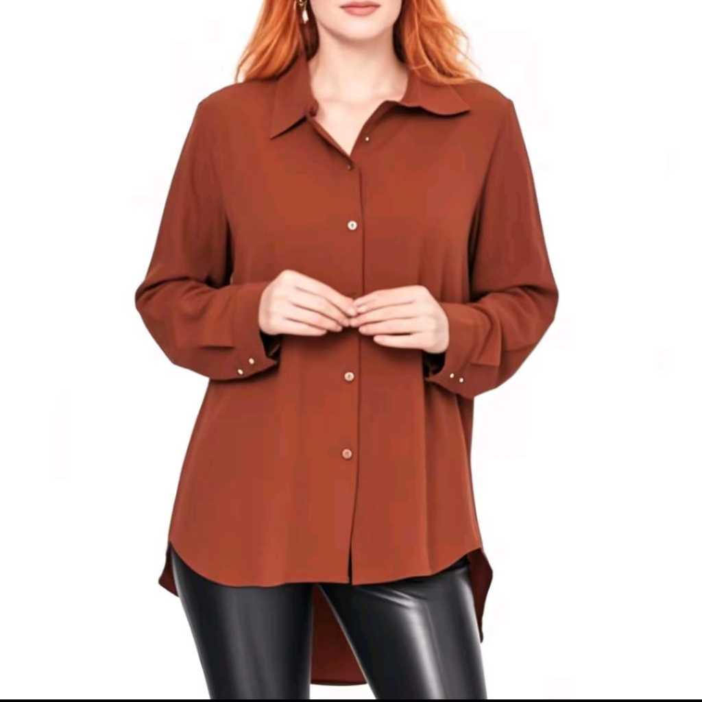 LANÇAMENTO CHEMISA LISA MANGA LONGA MODA FEMININO NOVO DUNA | Shopee Brasil