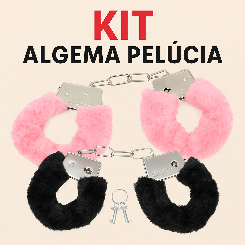 Kit com 2 Par De Algemas de Pelúcia – Rosa e Preta | Trava com Chave ...