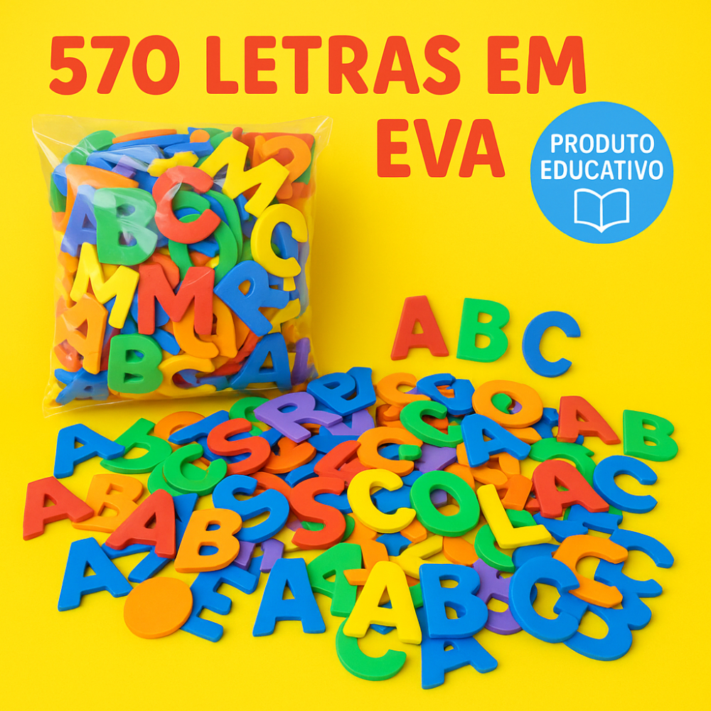 Letras em EVA Coloridas 570 Unidades Com 11 Alfabetos eva liso | Shopee ...