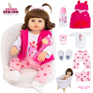 Bebê Reborn Boneca Realista Girafinha Luxo Em Silicone Pode Dar Banho Envio Imediato