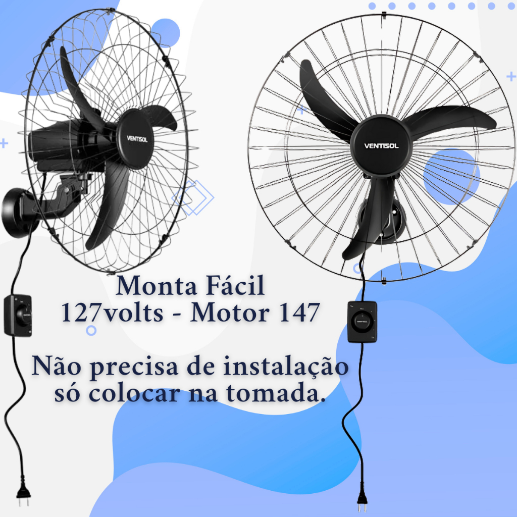 Ventilador de Parede Silencioso Steel 60cm Grade de Aço Comercial Motor ...