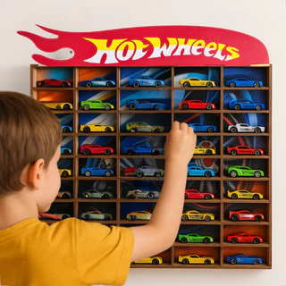 Expositor de Carrinhos HotWheels Porta 50 Carrinhos Coledionáveis em MDF em Oferta na Shopee