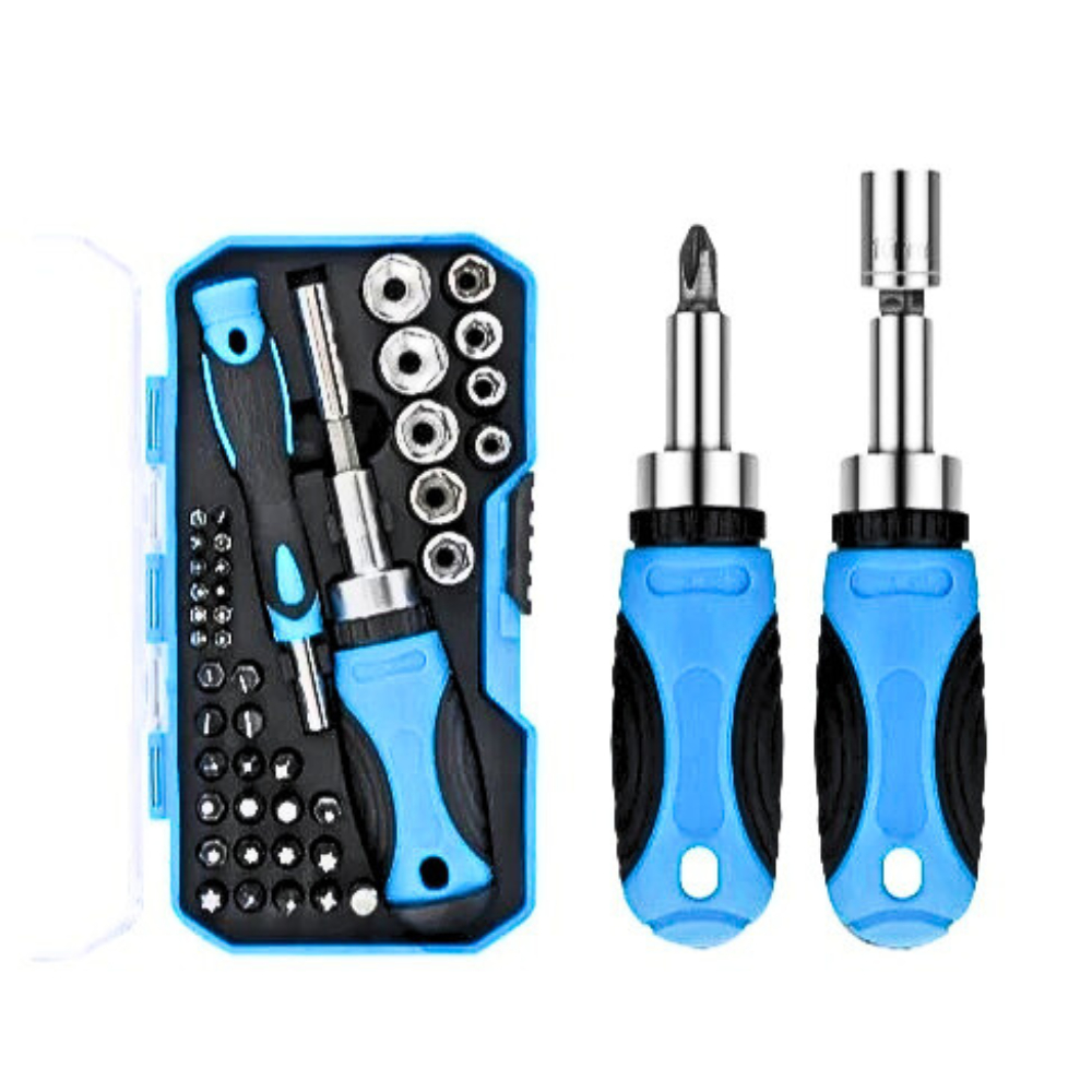 Chave Catraca 44 Peças Kit de Ferramentas Bits Soquetes Sextavado Compacto Moto Bicicleta Celular