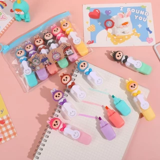 Kit 10 Pacotes/Com 6 Peças Mini Marcador De Texto / Kawaii Desenho Fofo Marca Texto em Oferta na Shopee