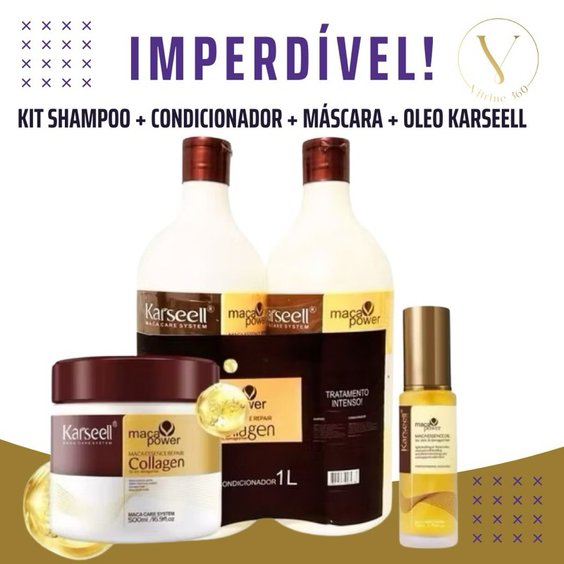 KIT SHAMPOO + CONDICIONADOR + MÁSCARA + ÓLEO KARSEELL