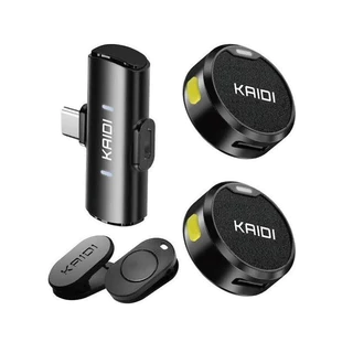 Microfone de Lapela Sem Fio KAIDI KMF4-C – Tipo-C, Maginético e Alta Qualidade de Som Bateria Longa