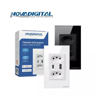 Tomada Wifi Inteligente 4X2 Usbc Alexa Google Tuya App Smart Novadigital