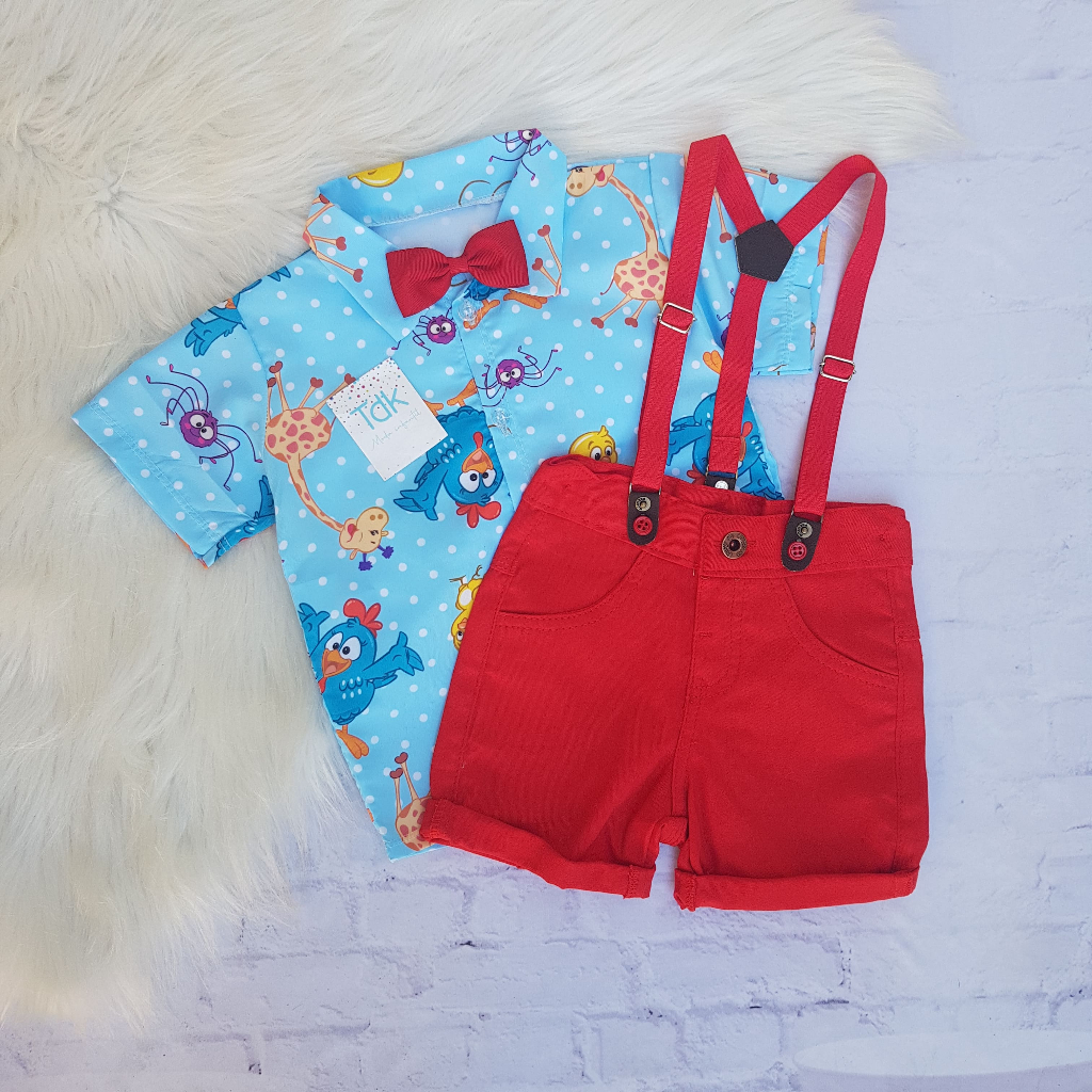 Roupa da Galinha Pintadinha Menino Completo Conjunto temático infantil ...