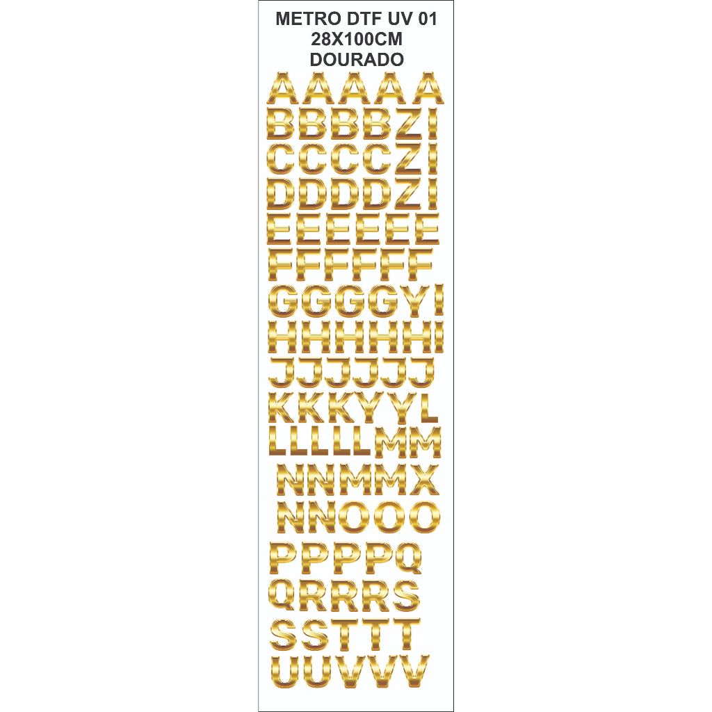 ADESIVO DTF UV ALFABETO DOURADO (METRO) ENVIO IMEDIATO