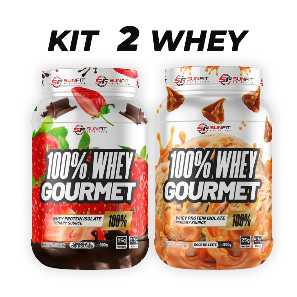 Kit 2 Whey 100% Gourmet Isolado Sunfit 900g | Shopee Brasil