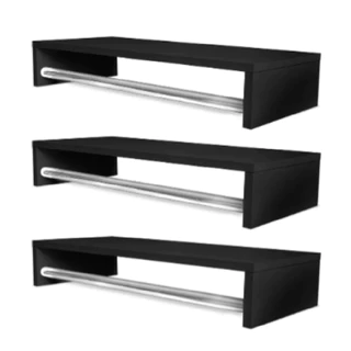 Kit 3 Un. Cabideiro de Parede - Arara para Roupas 60 CM Preto/Branco