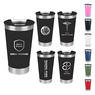 Copo Térmico Personalizado 473ml com Abridor - Time, Logo, Profissão, Signo ou Desenho