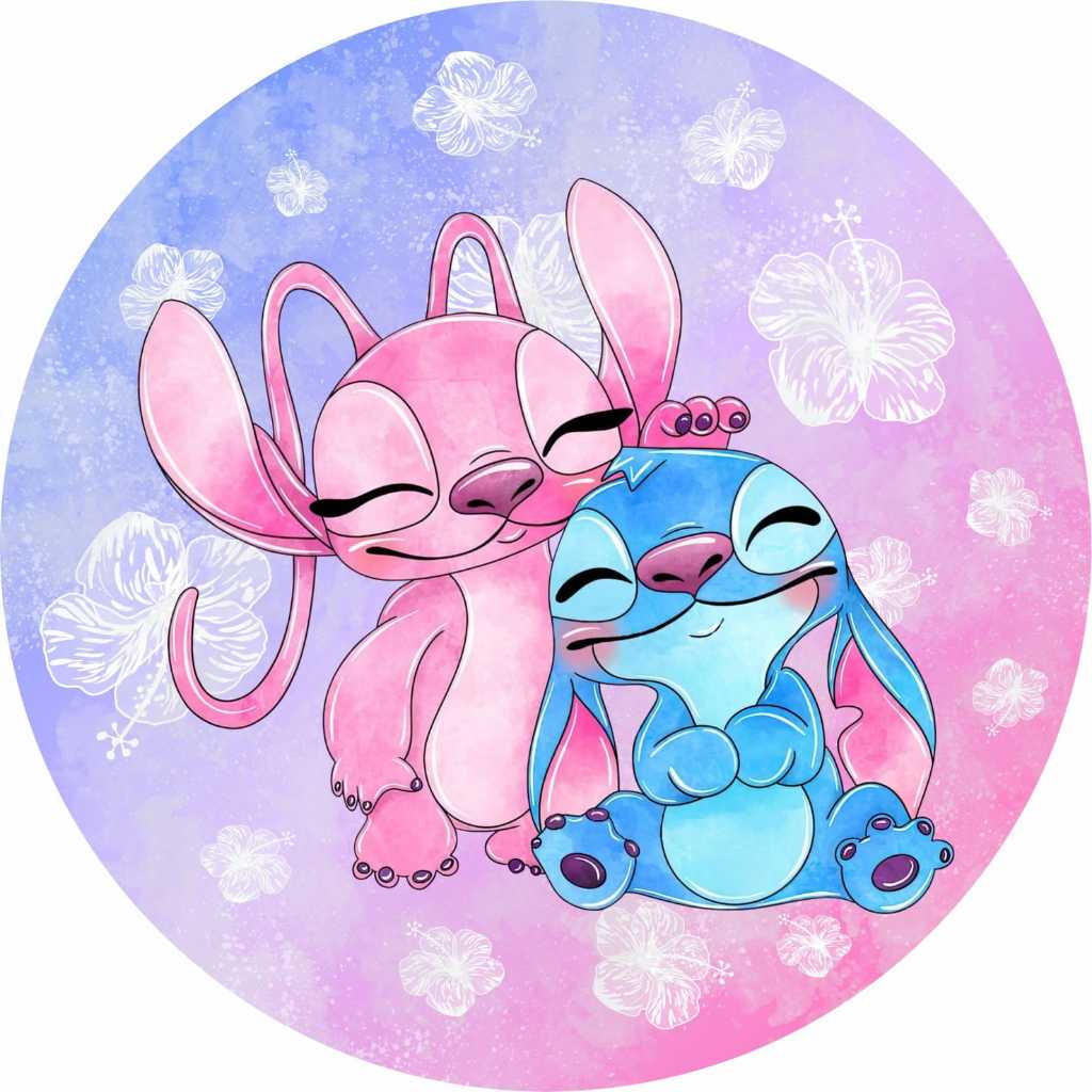 Painel Decorativo Stitch e Angel Painel de festa Stitch azul e rosa ...