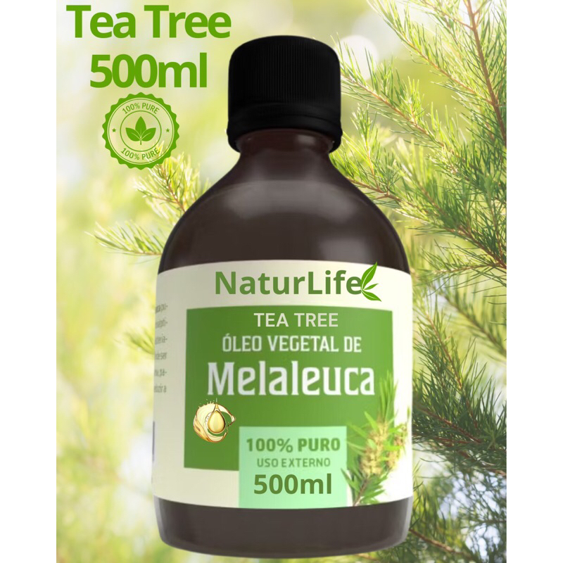 Óleo Essencial de Melaleuca Puro 500ml 100% Vegano - Tea Tree - Combate ...