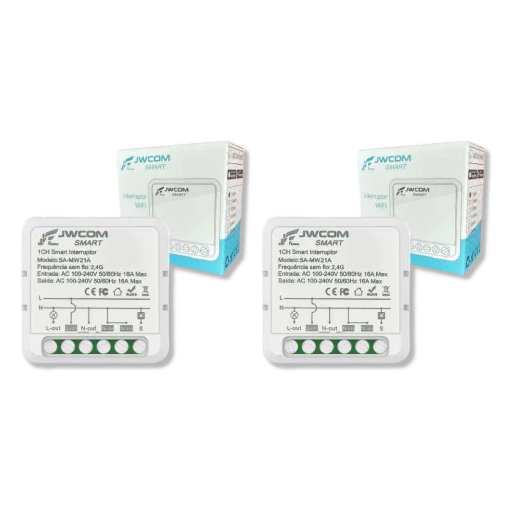 Kit 2 Relés Mini Inteligente Wi-fi 16a Tuya Smart Jwcom