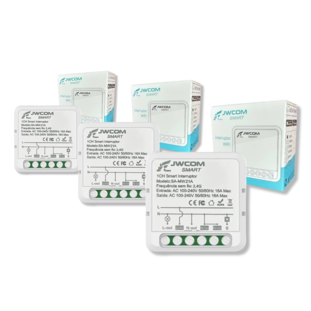 Kit 3 Relés Mini Inteligente Wi-fi 16a Tuya Smart Jwcom