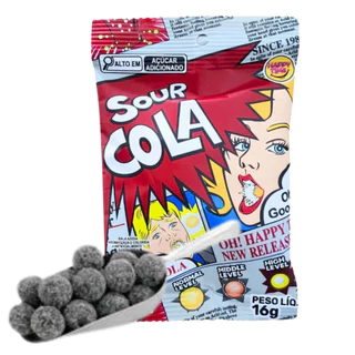 Bala Super Azeda Sour Cola Tipo Coca Cola Happy Time 16g